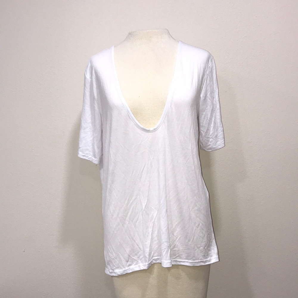 White scoop neck tee